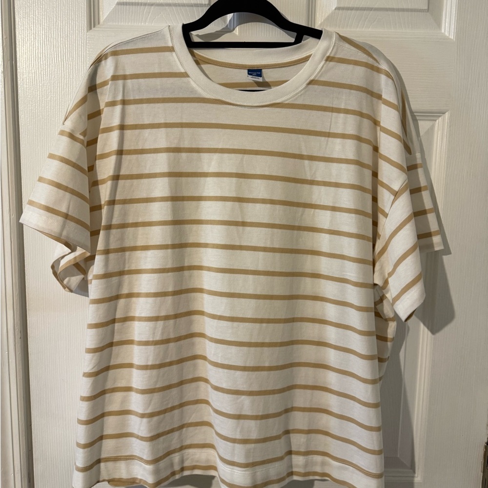 Old Navy oversized Tan and White Striped Tee